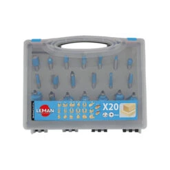 Coffret 20 Meches De Défonceuse Carbure Assorties Queue 8mm Leman