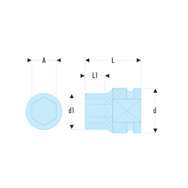 Douille Impact 1/2'' Courte D24mm Facom 4 Douille Impact 1/2'' Courte D24mm Facom – Image 2
