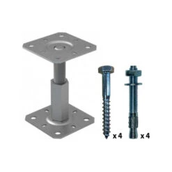 Pied De Poteau Réglable 100x100-130x130 H150 + Fixation ING Fixation